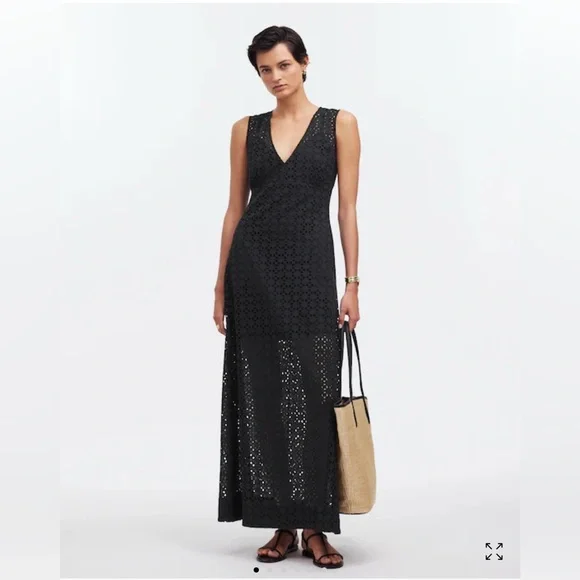 Madewell Eyelet V-Neck Maxi Dress - Picture 1 of 7